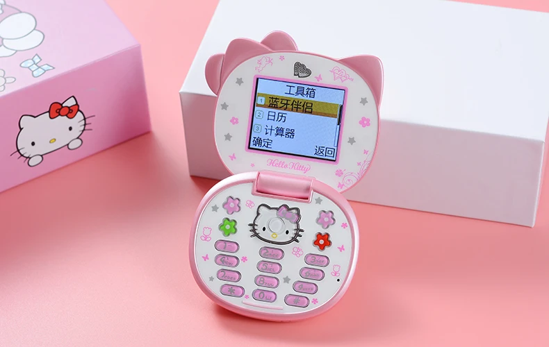 Милый мини-телефон hello kitty для девочек K688+ четырехдиапазонный флип-мобильный телефон с мультипликационным принтом разблокированный детский мини-мобильный телефон с двумя sim-картами