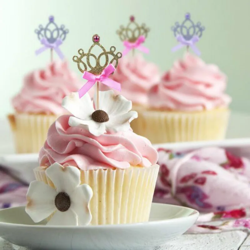 20pcs Baby Shower Cake Topper Party DIY Decoration Queen Shape Gold Silvery Birthday Decor 20011801