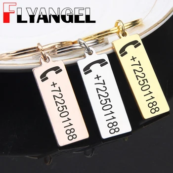 

Keychain Customized Engraved Phone Number Anti-lost Pendant Keyring Car Key Tag Jewelry Men Women Bag Charm Gift Key Holder