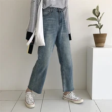 BF высокая талия широкие брюки женские повседневные Прямые синие свободные флэш джинсовые брюки женские модные хлопковые брюки низ