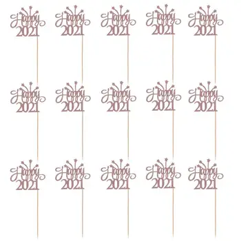 

1 Set 24 Pcs New Year Party Dessert Decorations Happy 2021 Cake Toppers