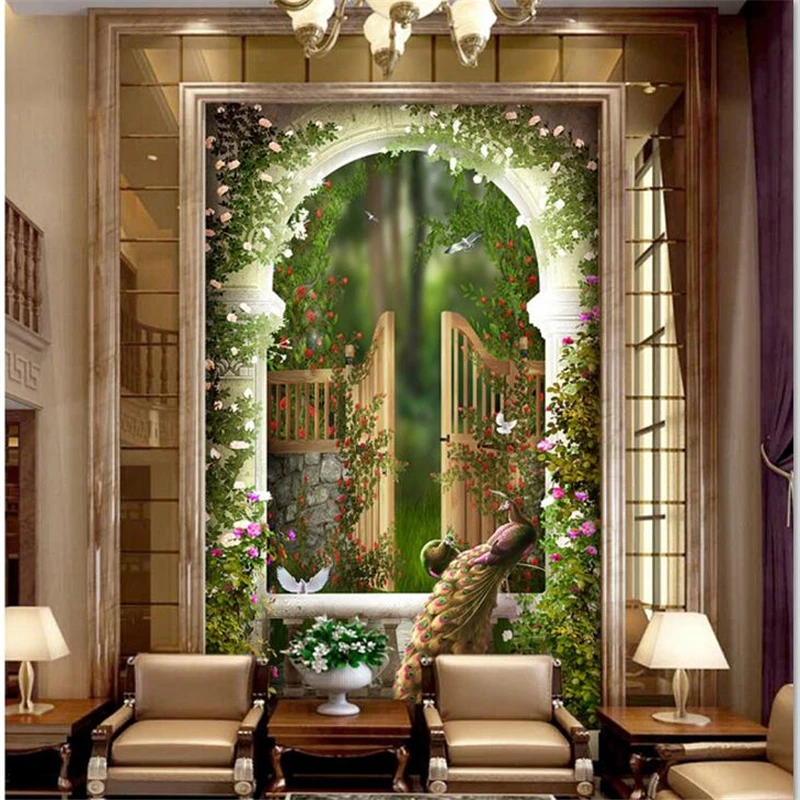 

Drop Shipping Custom Large Wallpapers 3d Mural Garden Eden Shimen Roman Pole 3D Arcade Backdrop Tapety Papel De Parede 3d