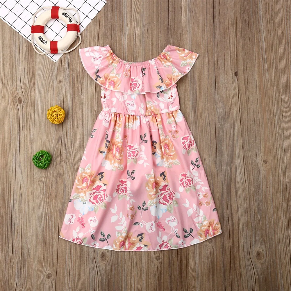 Boho/Летний Детский комбинезон с цветочным рисунком для девочек, платье оборки, открытые плечи, комбинезон для девочек, одежда для девочек, комбинезон с цветком Hi