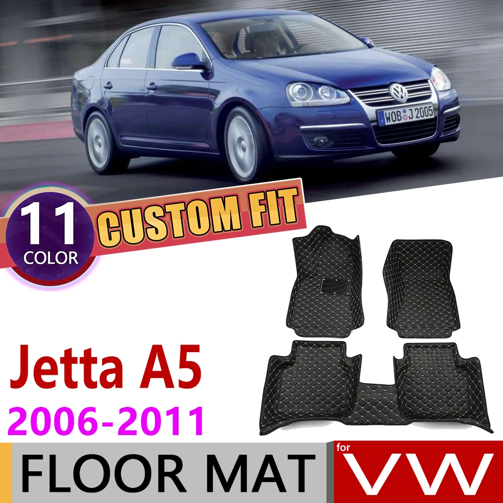Custom Leather Car Floor Mat for Volkswagen VW Jetta Bora A5 2006~2011 5 Seats Foot Pad Carpet Accessories 2007 2008 2009 2010 | Автомобили