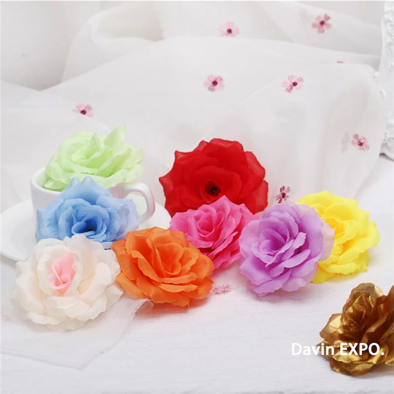 Шелковые головки цветов Yoshiko искусственные серебристые Розы 50 шт.|rose silk|silk flower