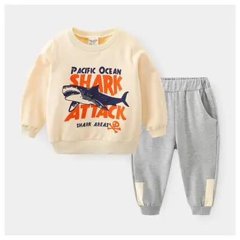 

ZWY437 Boy Outfit 2020 Autumn New Baby Clothing Set Cartoon Cotton Fashion Boys Clothing Girls Suit Set 2-10 Year Baby Clothes