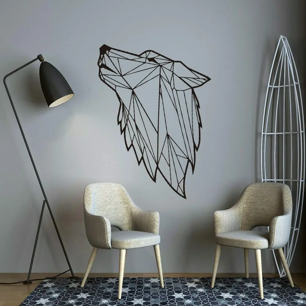 Geometric Wolf Wall Sticker Living Room Decoration Nordic Style Wall Decals Art Decor Bedroom