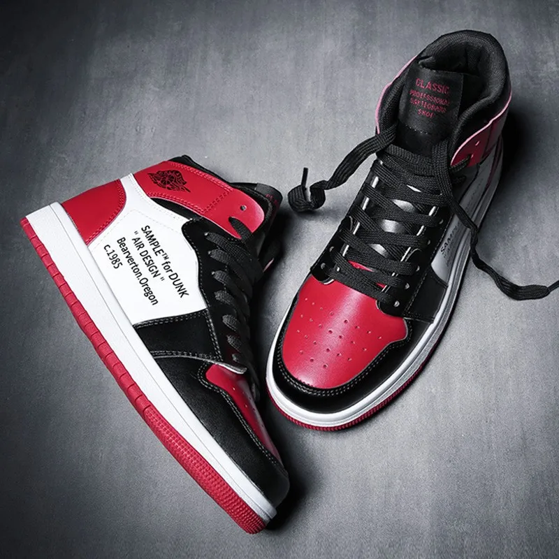 

Air Force One MEN'S SHOES AJ1 Little Lightning High-top Board Shoe Black Red Toes Putian Shoe Winter Basketball Athletic Shoes