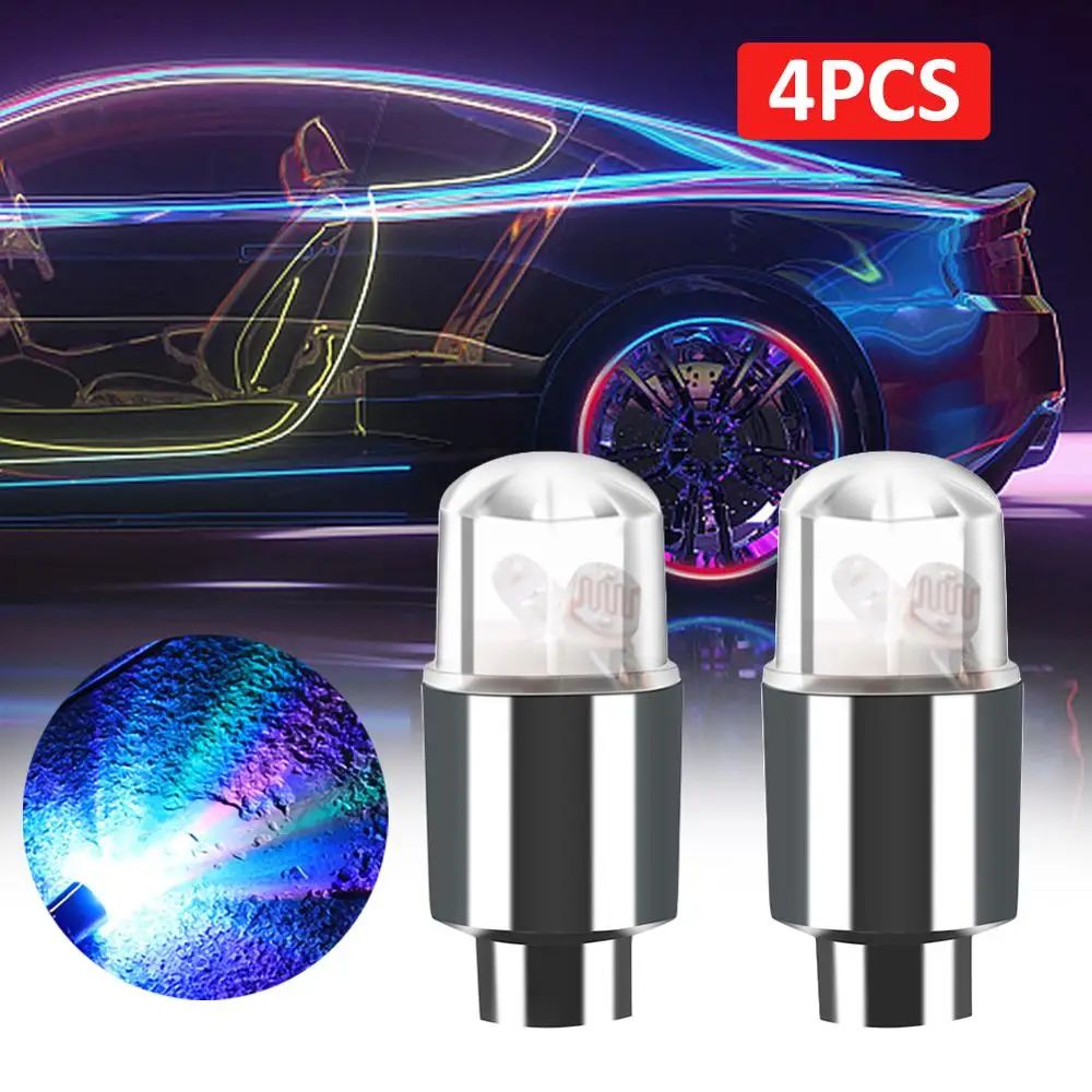 

4pcs/set Bike Car Motorcycle Wheel Tire Tyre Valve Cap Neon LED Flash Light Lamp Motor Bike Bicycle LED Bulbs Car Accessories