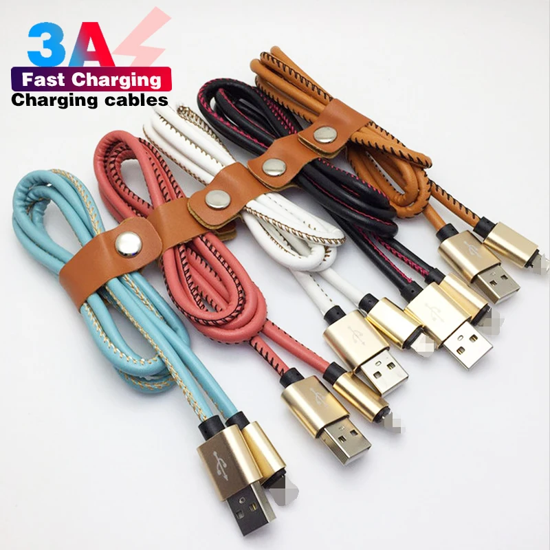3A кабель быстрой зарядки для IPhone зарядный Samsung S6 S7 Xiaomi 4X LG Micro USB 1 м кожаный