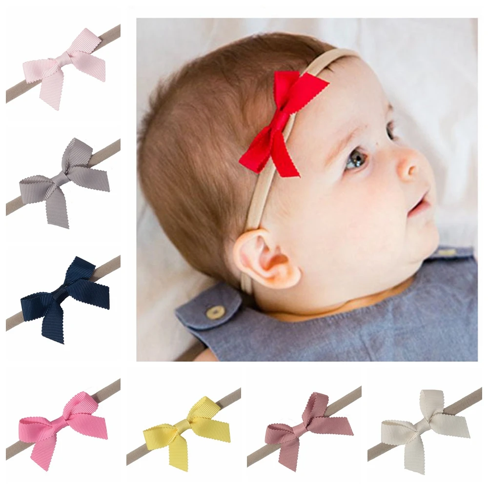 

Yundfly Cute Newborn Soft Nylon Bow Headband Toddler Grosgain Ribbon Bowknot Hairband Baby Girls Headwear