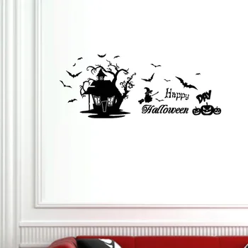 

Halloween Decoration Castle Personality Wall Sticker Removable Wallpaper Bedroom Living Room Sofa Background Decoration (Black)