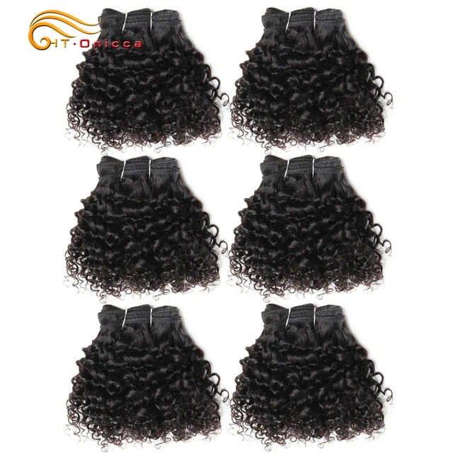 6Pcs/Lot Peruvian Curly Bundles Jerry Curl Double Drawn Human Hair Remy Funmi Hair T1B 30 99J Colored Hair Extension Htonicca 1B