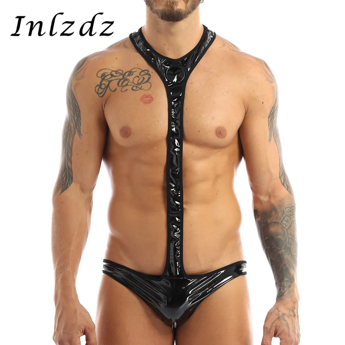 Мужское нижнее белье женское кожа открытая попа борцовка бандаж боди с