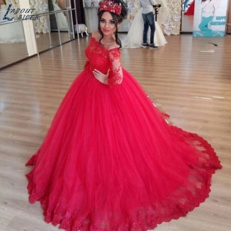 Модное красное бальное платье; вечернее платье с кружевной аппликацией и длинными рукавами; Саудовская Арабская одежда;