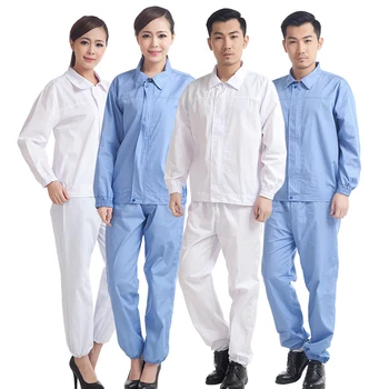

Men's Coveralls Blue White Long Sleeve Long Pants 2 Pieces Set Thin Workshop Uniforms Food Factory Clothing Size S-4XL Summer X2