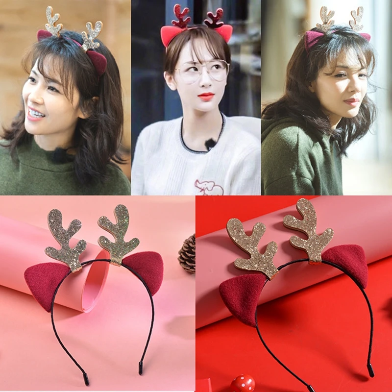 Christmas Headband Antler Xmas Hair Band Clasp Headwear Head Hoop Party Hairband head hoop Christmas Gift
