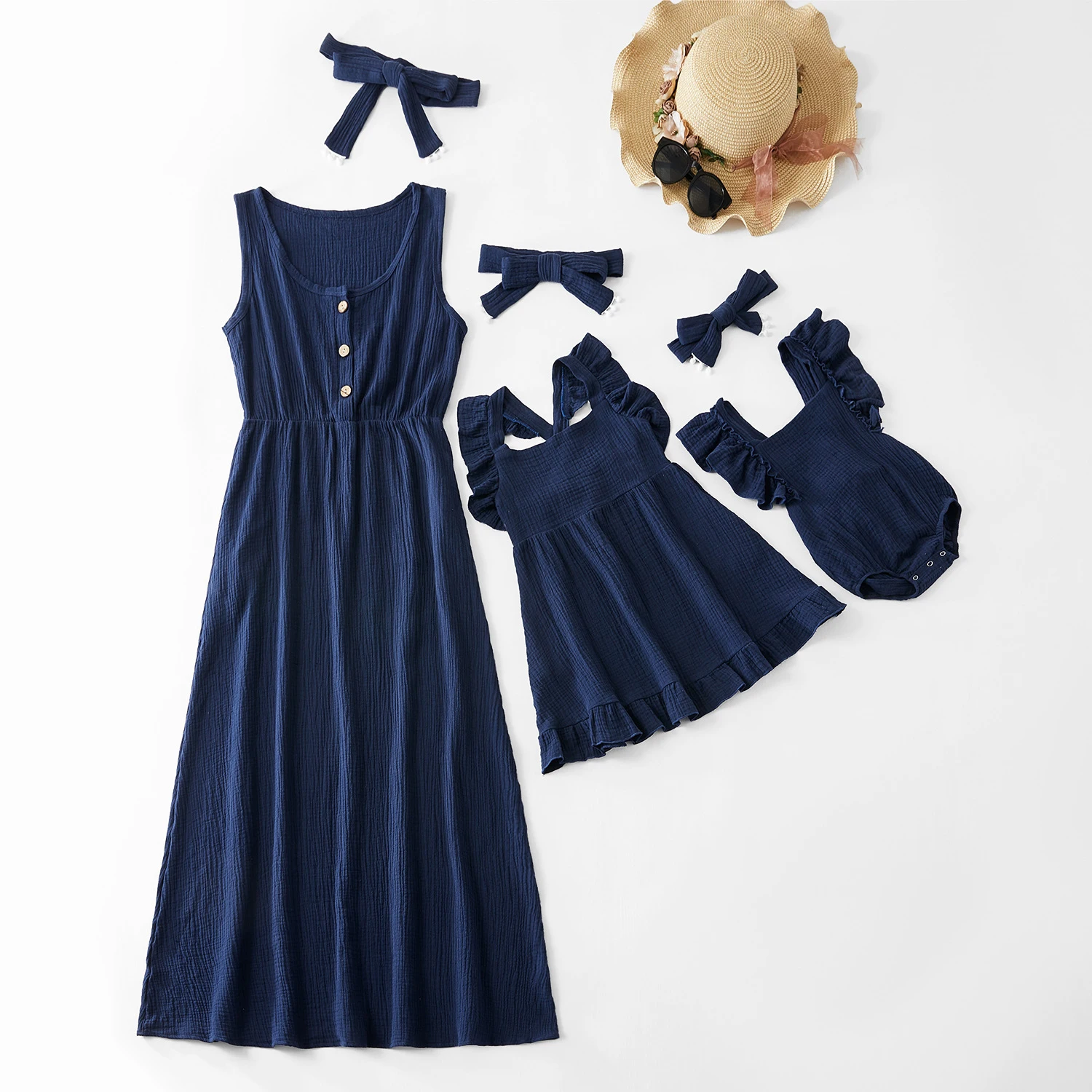 Повседневное платье на пуговицах для мамы и детей; однотонная семейная одежда для мамы и ребенка; Хлопковое платье; милый детский летний комбинезон; платье - Color: 05