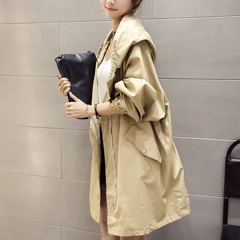 

Women Loose Jackets Lady Zipper Solid Hooded Casual Jackets 2019 Autumn Women Elegant Black Army Green Solid Pocket Jackets