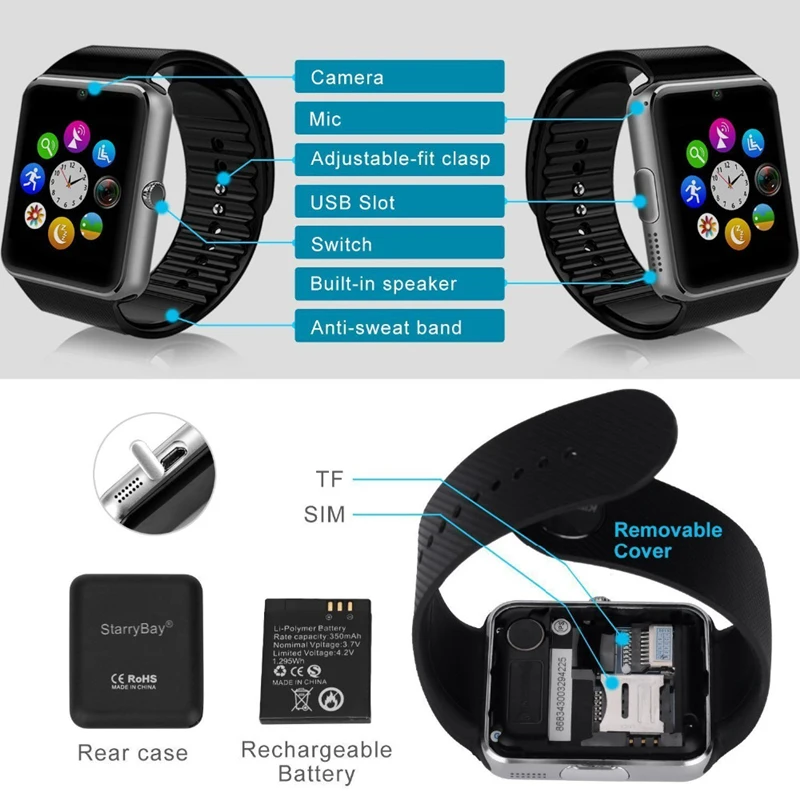 Новые смарт-часы с шагомером уведомление о синхронизации поддержка sim-карты TF Bluetooth подключение Android телефон умные часы из сплава подарок
