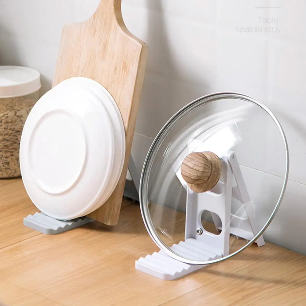 

1PC Spoon Rest Pot Lid Holder Foldable Plastic Pan Bracket Utensil Stand Drain Pot Kitchen Shelf Accessories Drying Rack Co A1F3