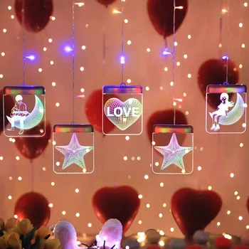 

Window Christmas Lights 3D Romantic LED Marriage Confession String Light Hanging Wall Lamp For Party Wedding Decoration Indoor