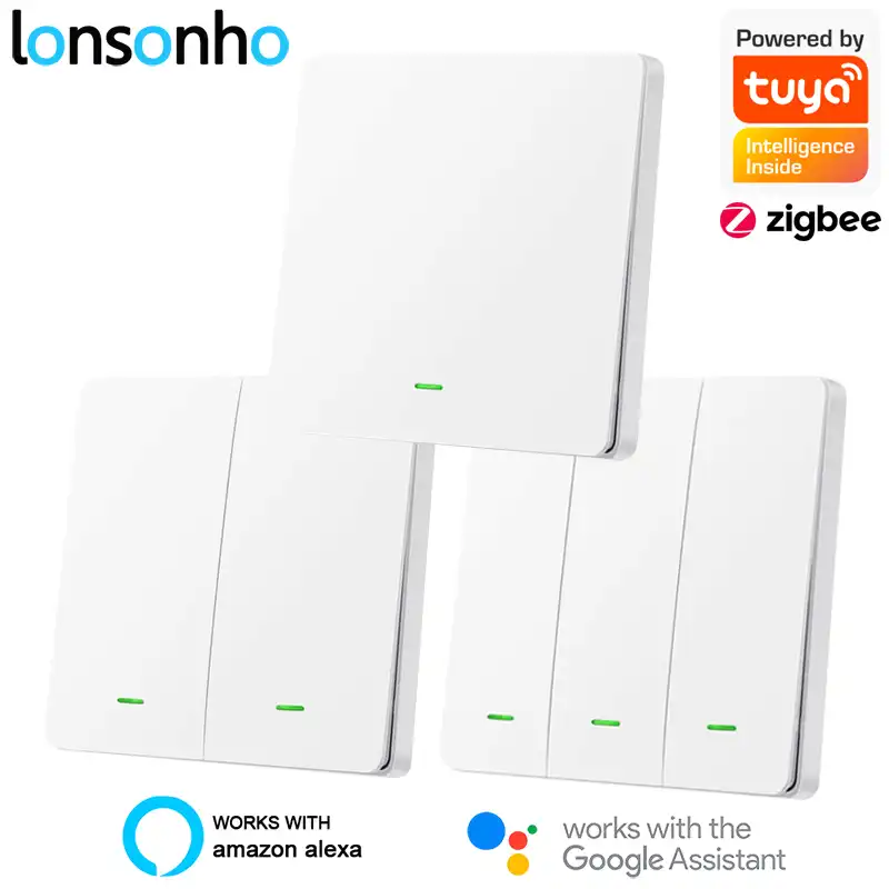 Lonsonho Tuya Zigbee Interruptor Inteligente No Neutral Eu Uk 220v