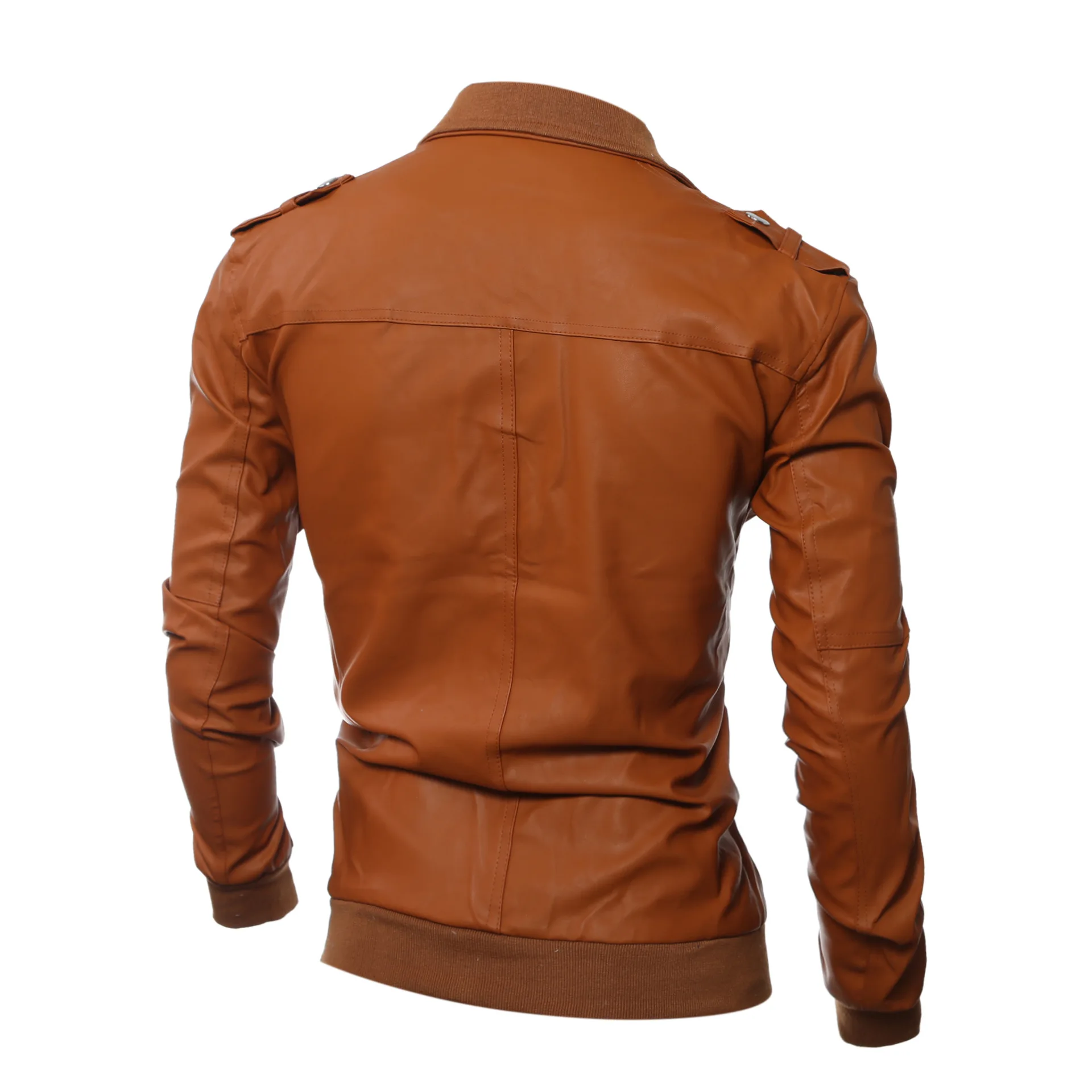 

Purchasing Agents AliExpress Hot Selling Fashion Simple Men Thread Hem Solid Color Versatile Locomotive Leather Coat