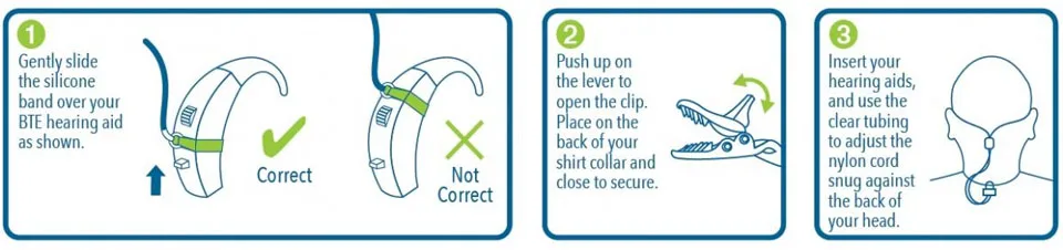 bilateral lanyard clip for hearing aids