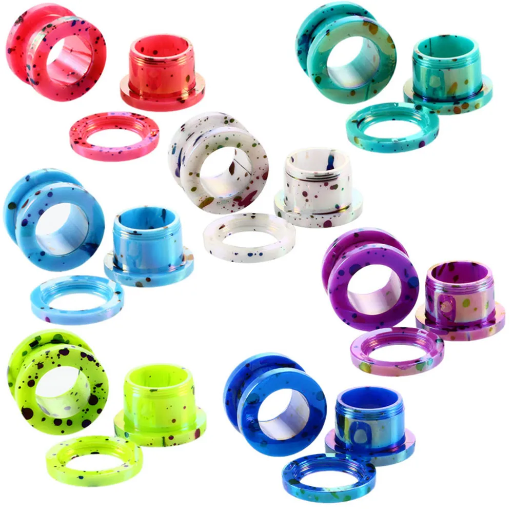 

1 Pair of Acrylic Ear Muscle Tunnel Plug Anodized Threaded Double Flared Hollow Screw Reamer Gauge Body Jewelry