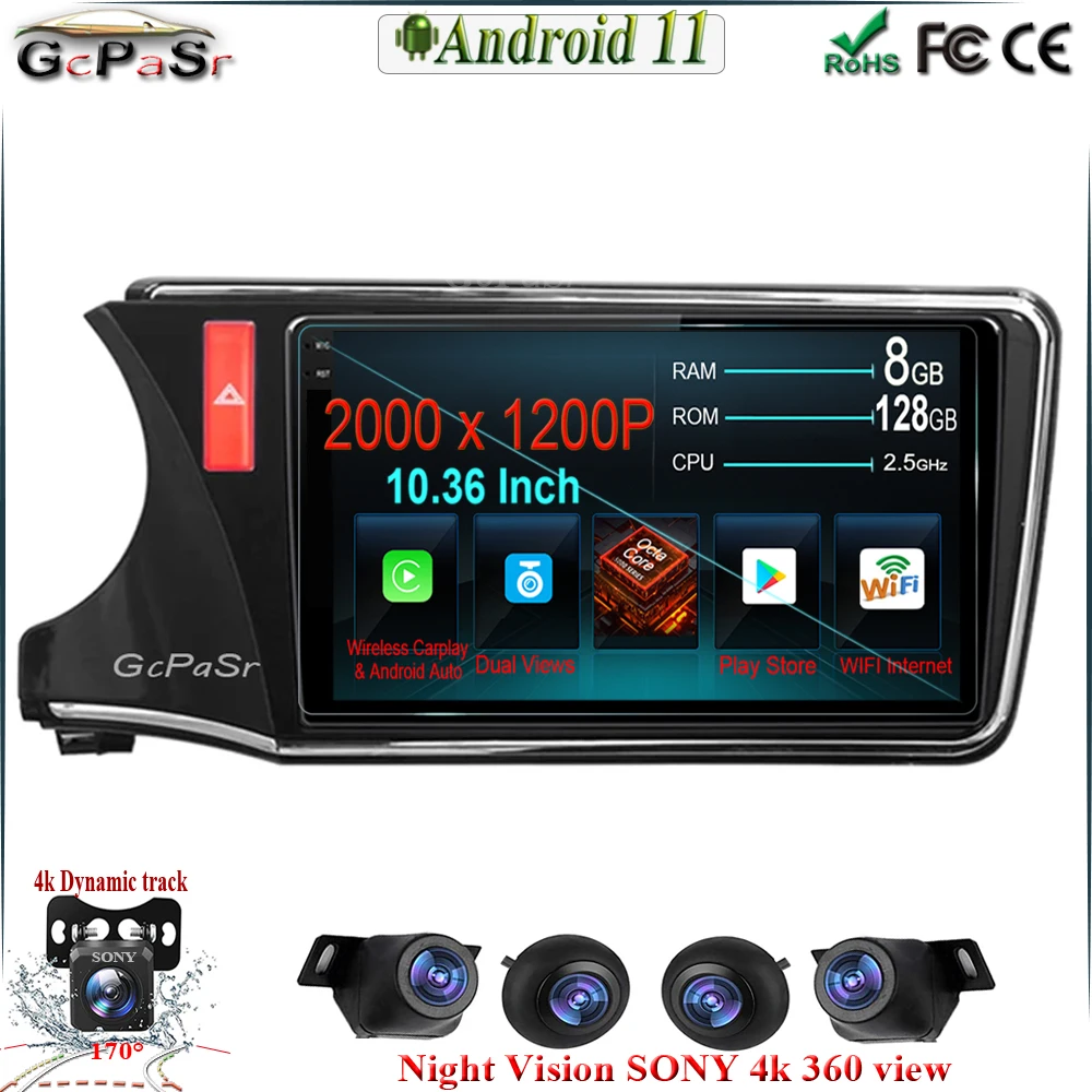 Автомобильный стерео Мультимедийный Плеер на Android 11 для Honda City Grace 1 2014-2017
