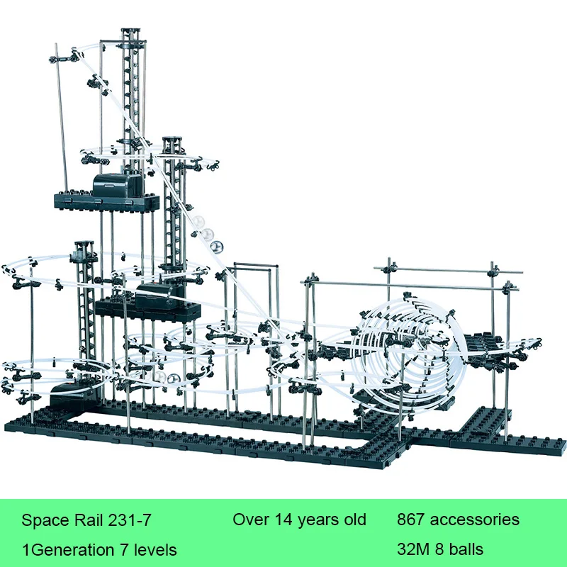 

Space Rail 7 Levels 231-7 Roller Coaster Space Ball Model Building Blocks Kits DIY Educational Toys Hobbies for Children