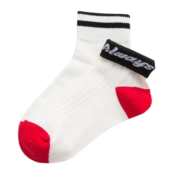 

2018 Women Harajuku Sporty Short Socks Funny Cute Colored Art Letter Ankle Socks D08C