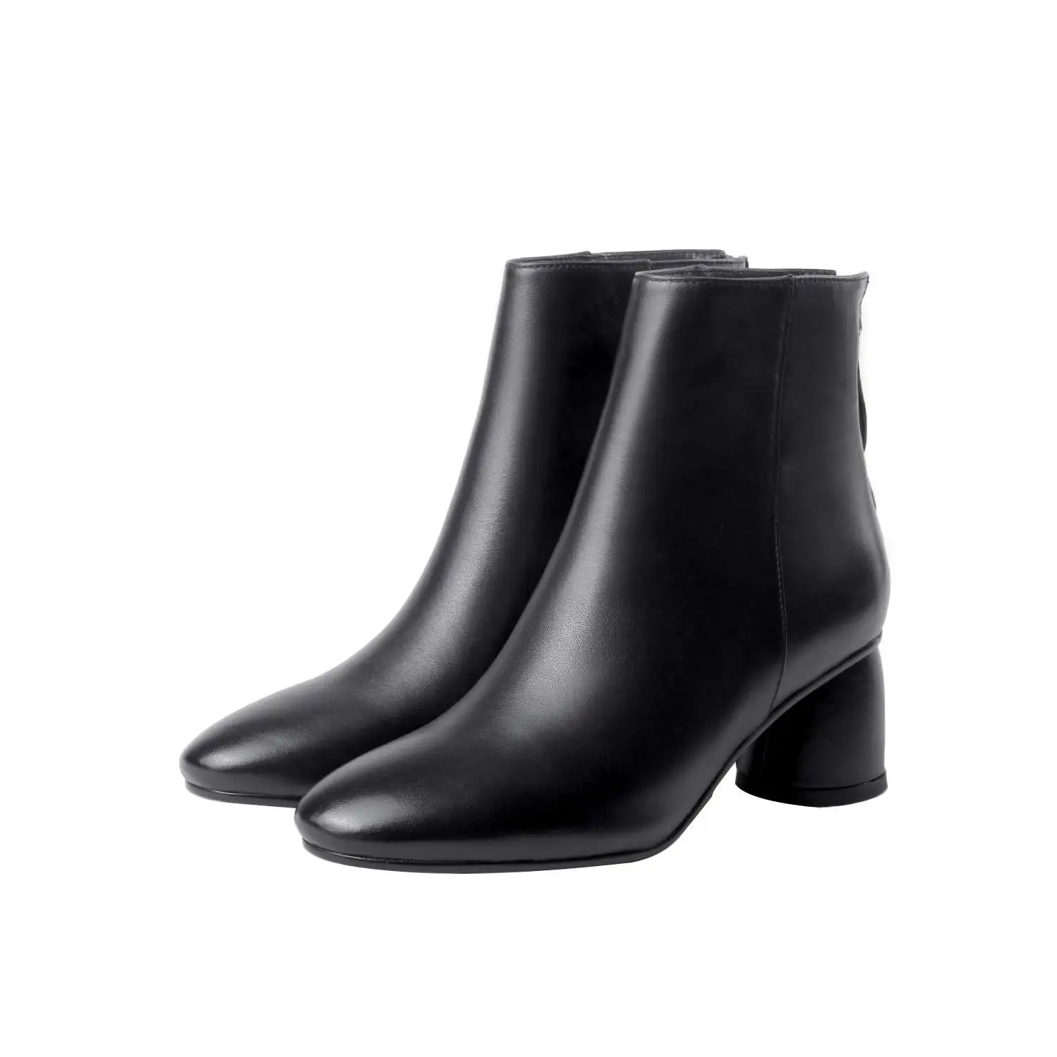 handmade round toe genuine leather high heels zipper women ankle boots elegant dress solid fashion boots warm winter shoes L19