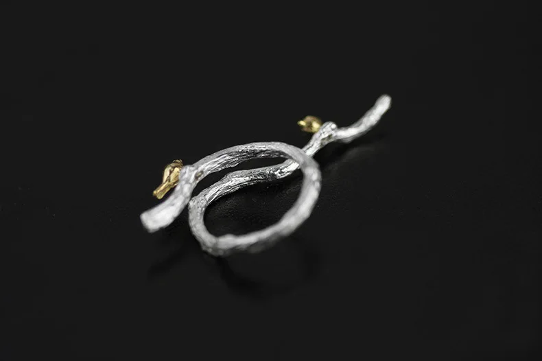 INATURE 925 пробы серебряные Модные кольца с птицами на ветке для женщин ювелирные изделия
