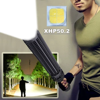 

Baseball self-defense Tactical flashlight XHP50.2 T6 led powerful light 18650 extensible defense led torch Telescopic lantern
