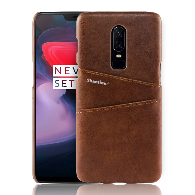 Обложка на заднюю панель из искусственной кожи для Oneplus 6, чехол-кошелек для Oneplus 2, деловой чехол для Oneplus 6 T, отделение для карт, чехол для телефона - Цвет: BROWN