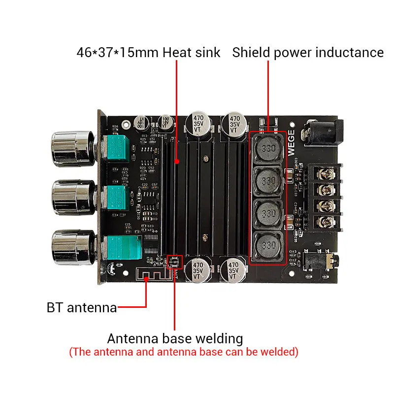 TDA7498E 2*150W 오디오 전력 증폭기 BT 5.0 스테레오 서브우퍼 HiFi 클래스 D 디지털 음악 홈 시어터 AUX 이퀄라이저 앰프