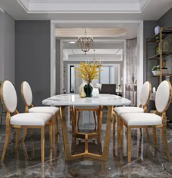 

Northern European dining table and chair combination modern simple small flat rectangular dining table domestic Hong Kong style