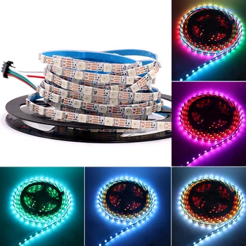

5V RGB Strip Light WS2812B 5M 30LED/m 60LEDs/m Led Pixel Strip Tape WS2812 IC WS2812B Change Color Home Decoration White PCB