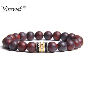 

Men Bracelets Women Natural Bloodstone Beads Bracelet Chakra Lava Stone Bangle Men Fashion Jewelry Accessories CZ Charm Pulsera