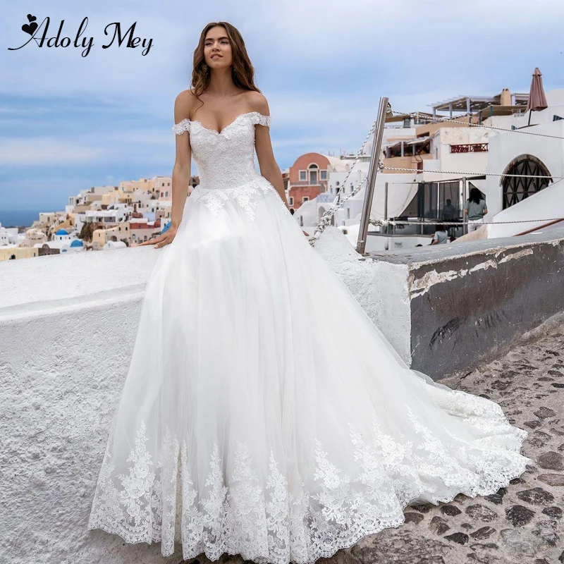 Adoly Mey Romantic Sweetheart Neck Lace Up A-Line Wedding Dresses 2020 Luxury Flowers Beaded Appliques Court Train Wedding Gown Adoly Mey Romantic Sweetheart Neck Lace Up A-Line Wedding Dresses 2020 Luxury Flowers Beaded Appliques Court Train Wedding Gown