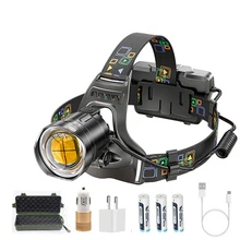 

LED Headlamp Strong Light 4 Cores XHP100 Zoom Headlight 18650 Battery USB Charging Flashlight Torch for Fishing Mining Hunting