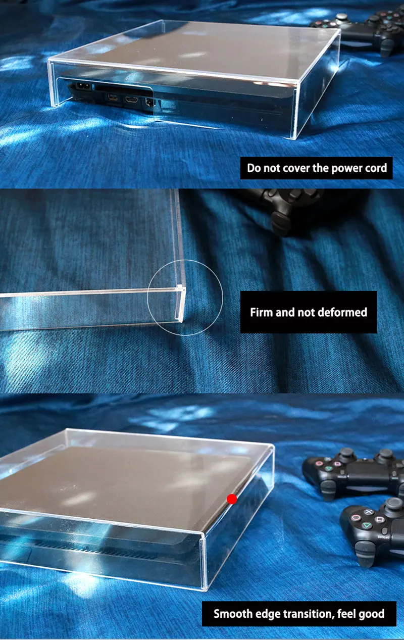 PS4 Slim/Pro пылезащитный чехол прозрачный акриловый чехол водозащитный 3 мм акриловый корпус хоста для Playstation 4 PS4 Pro Slim аксессуары