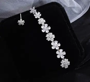 

Luxury sparkling zircon earrings temperament wild flower crystal ear jewelry