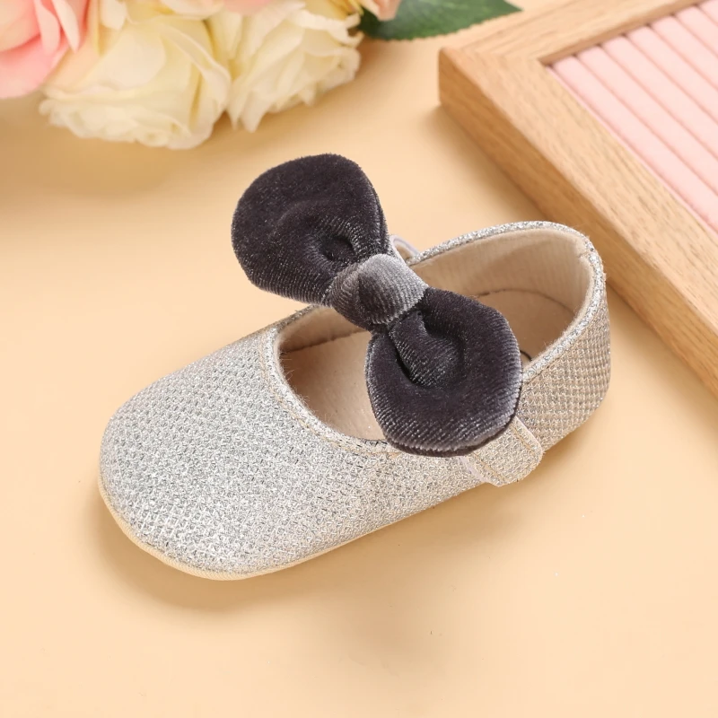 Infant Newborn Baby Girls Princess Non-Slip Floral Border Shoes Toddler Baby Soft PU Leather Prewalker Shoes Solid First Walkers