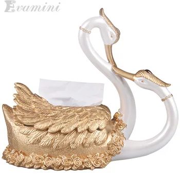 

Creative Swan Tissue Box Living Room Tissue Case Coffee Table Paper Towel Storage Box Resin Christmas Home Decorative Ornaments