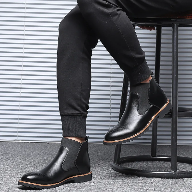 Мужские ботинки; Ботинки martin; обувь с высоким вырезом; модная мужская обувь - Цвет: Черный