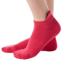 4 пары носков для йоги, женские детские колготки, носки с низким вырезом для пилатеса, Барре, балетные, спортивные, спортивные, чесаные, хлопковые, дышащие