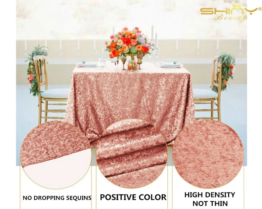 72x108-Inch Rectangular Sequin Tablecloth Blush Color Glitter Table Decorations Table Cover for Party Decor-M0930